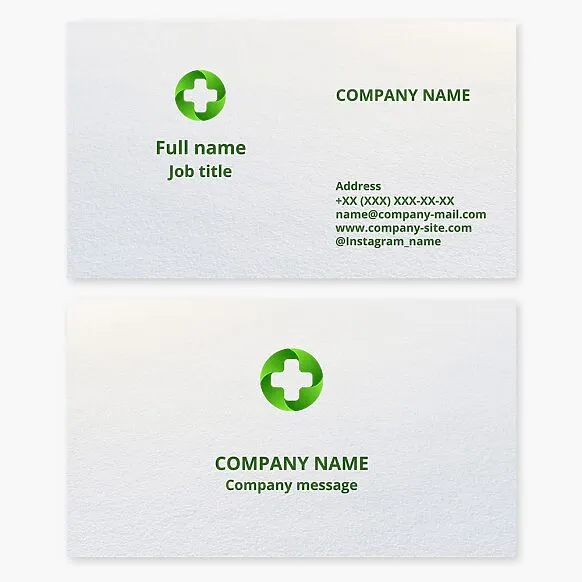 Business card template for a medical facility. Pharmacy. Hospital. Clinic. Medical office.