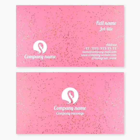 Business card template. Flamingo, sun. Beauty salon.