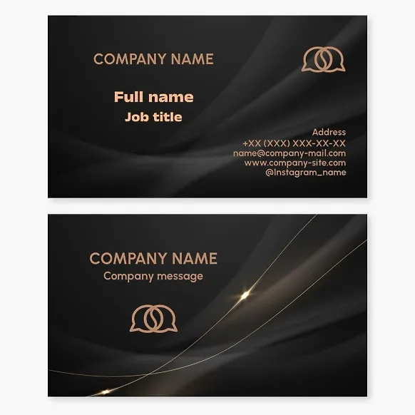 Business card template. Coffee beans, dialogue, cafe.