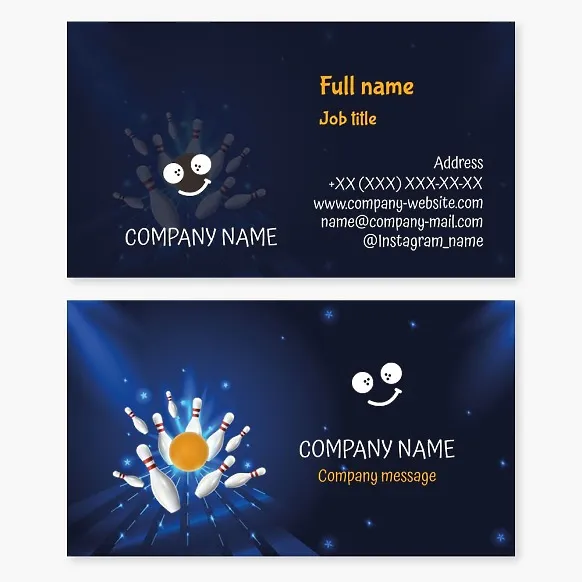 Business card template Bowling, Bowling club