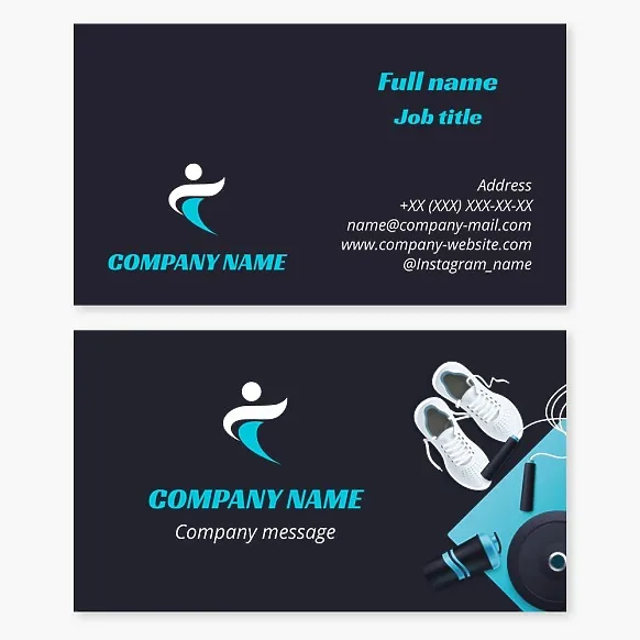 Fitness business cards template, sporting goods, fitness club