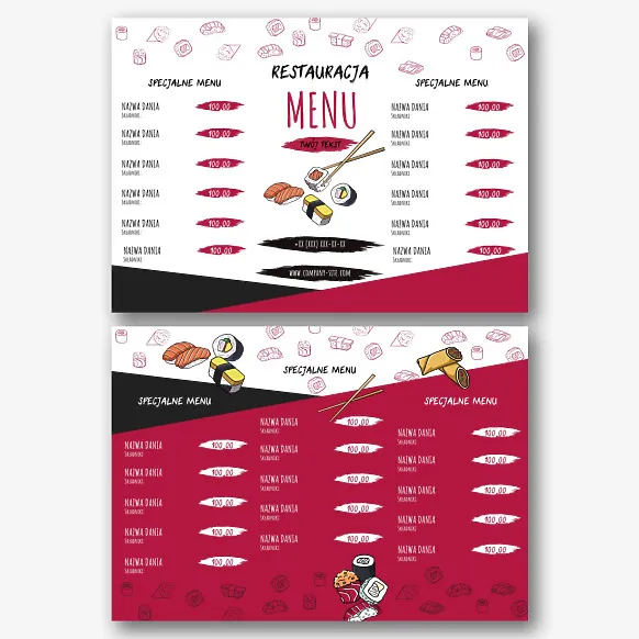 Szablon menu japońskiej restauracji