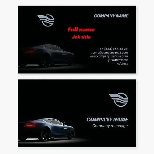Business card template Car, wing, Letter O