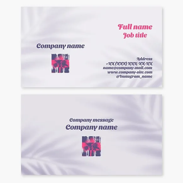 Business card template. Palm trees. Abstract.