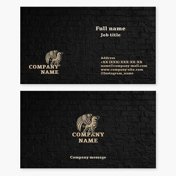 Business card template. Griffin. Security company. Symbol of power, strength, vigilance, and treasure protection.