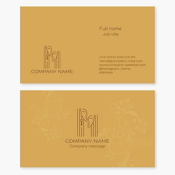 Business card template. Art gallery. Artist, portrait painter, sculptor, applied art. Two female faces. Letter M.