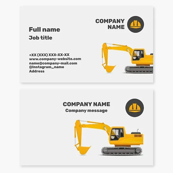 Excavator business card template