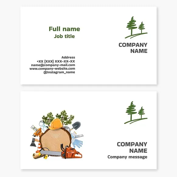 Business card template Forest, forester, products for forestry