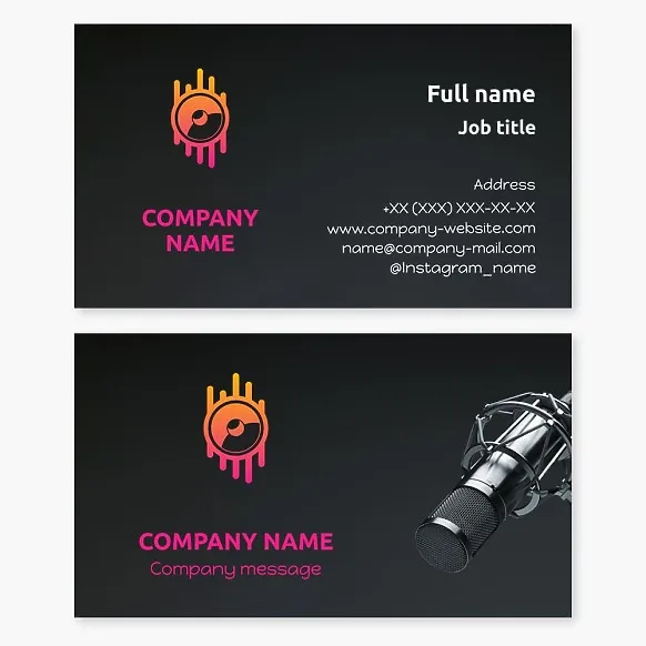 Business card template Recording studio, podcast, radio host