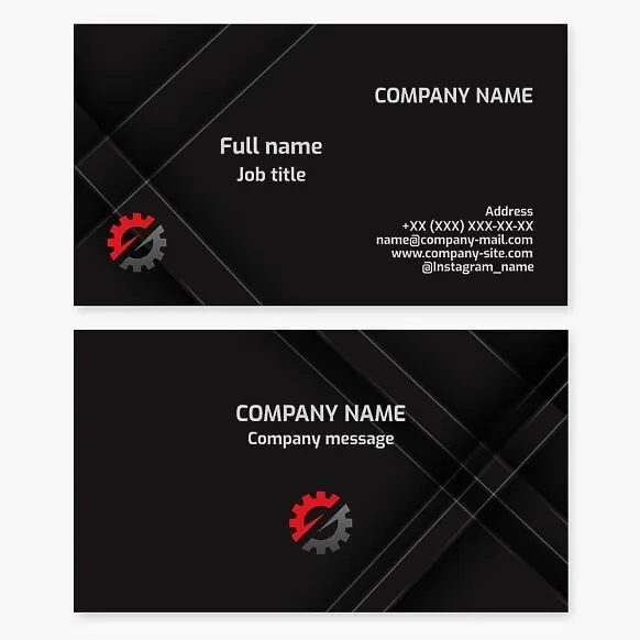Business card template. Manufacturing company. Mechanical engineering company.