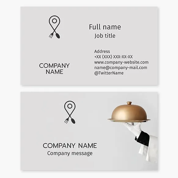 Business card template Cafe, restaurant, Catering, Waiter