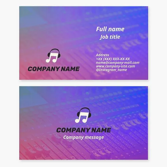Sound engineer business card template. Recording studio.
