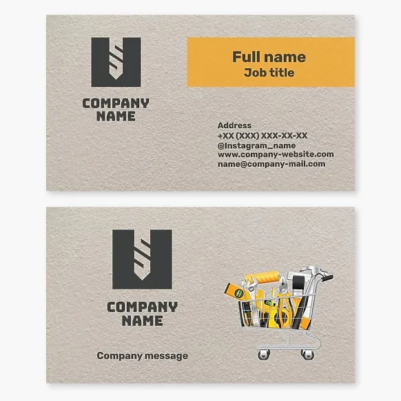 Business card template Tools for construction and finishing works