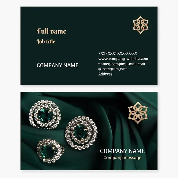 Business card template Emerald, jewelry