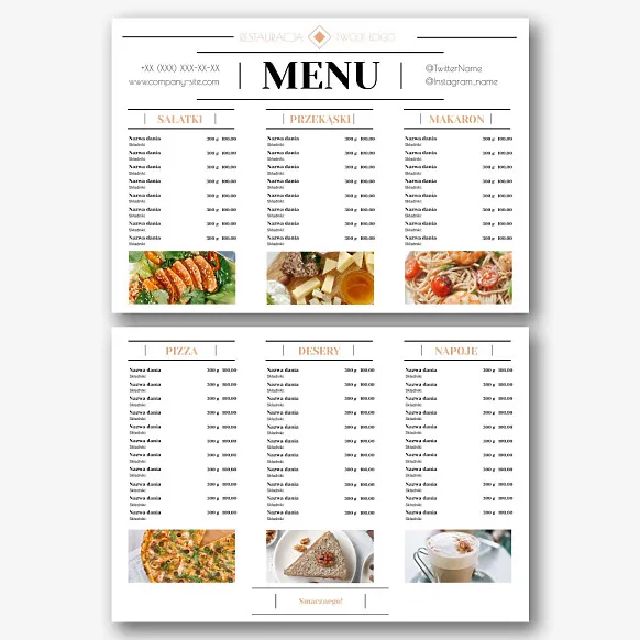 Szablon menu jadalni