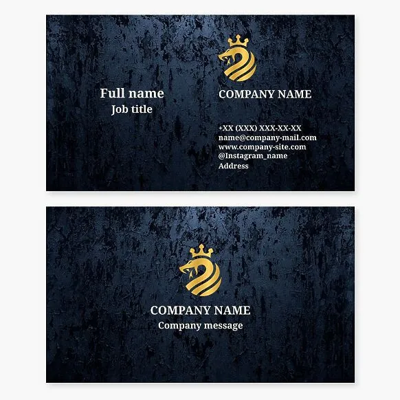 Business card template. Abstract. Royal golden snake.