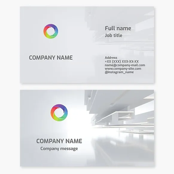 Business card template. Abstract. Architectural, construction, and manufacturing company. Letter O.