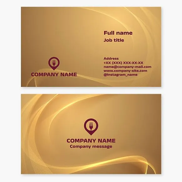 Restaurant business card template with the Fork Pin logo. Location, fork.