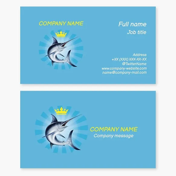 Business card template Marlin, fishing