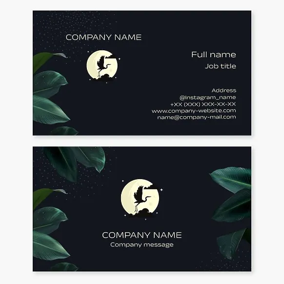 Starry Night with Crane Bird Business Card Template. Poet, Writer, Screenwriter, Author.