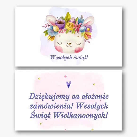 Szablon karty "dziękuję" z nadrukiem wielkanocnym
