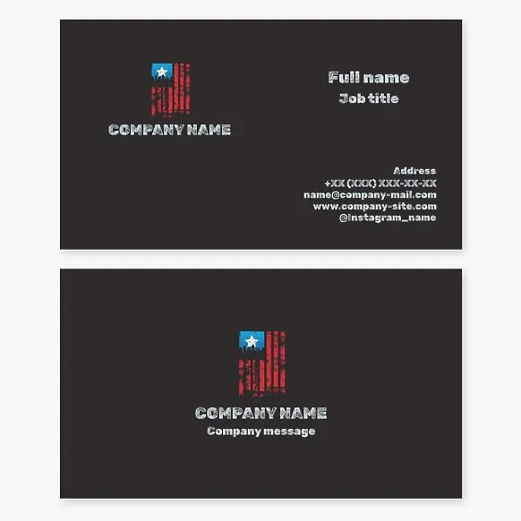 Abstract American flag | Patriotic business card template in grunge style.