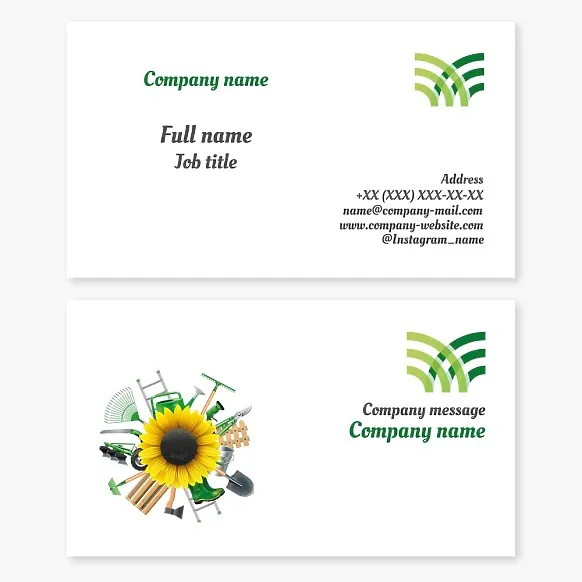 Business card template Landscape design, gardening, gardening supplies