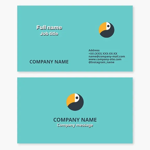 Business card template. Toucan. Symbol of success, luck, intelligence, and playfulness.