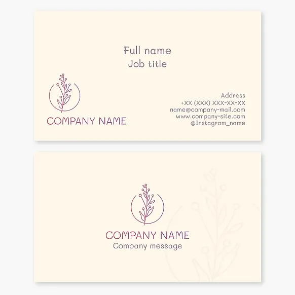 Business card template. Plant. Natural products. Beauty. Herbal and floral infusions. Letter O.