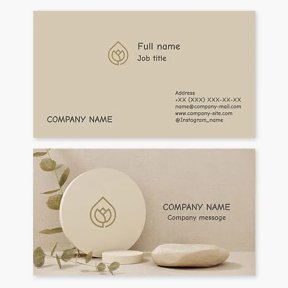 Business card template for beauty salon, spa. Drop of water, flower.