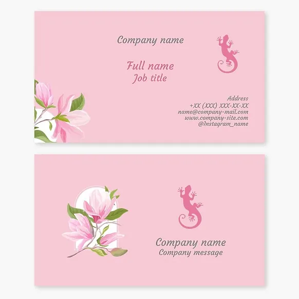 Business card template. Lizard, salamander. Beauty. Beauty salon.