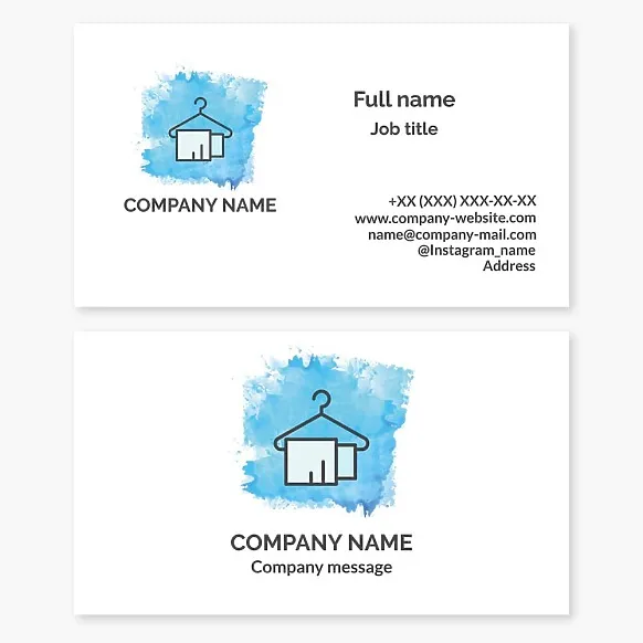 Business card template Washing and drying, dry cleaning of clothes and things