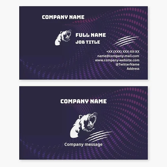 Business card template Bear, power, aggression