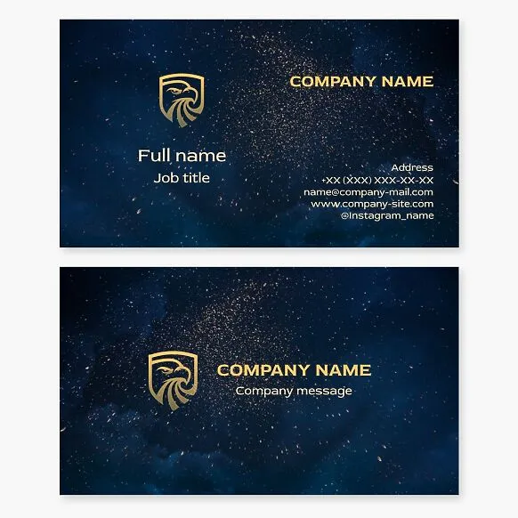 Business card template with the Eagle Shield logo. Security company. Sports team.