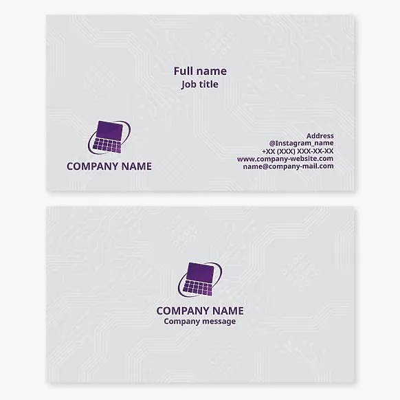 Business card template. Computer hardware.