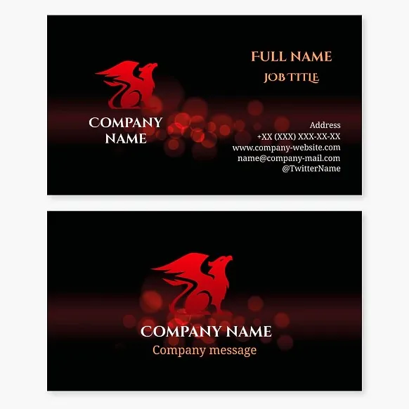 Business card template Griffin, power over earth and air