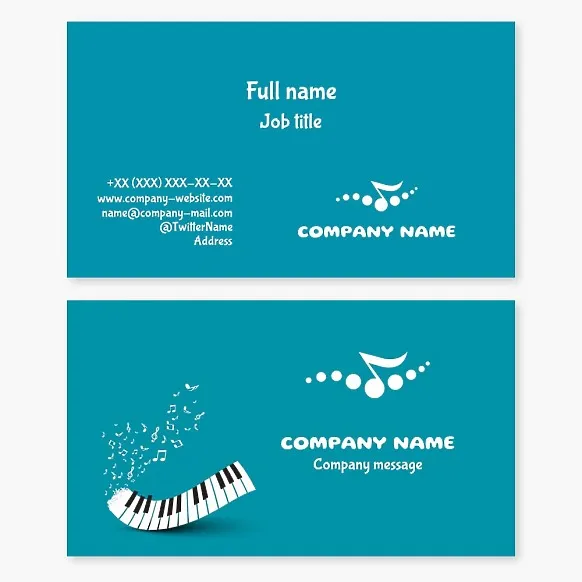 Music, music school, music courses Cartoon-children's style business card template