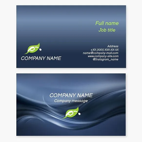 Ecofuels business card template. Gas station.