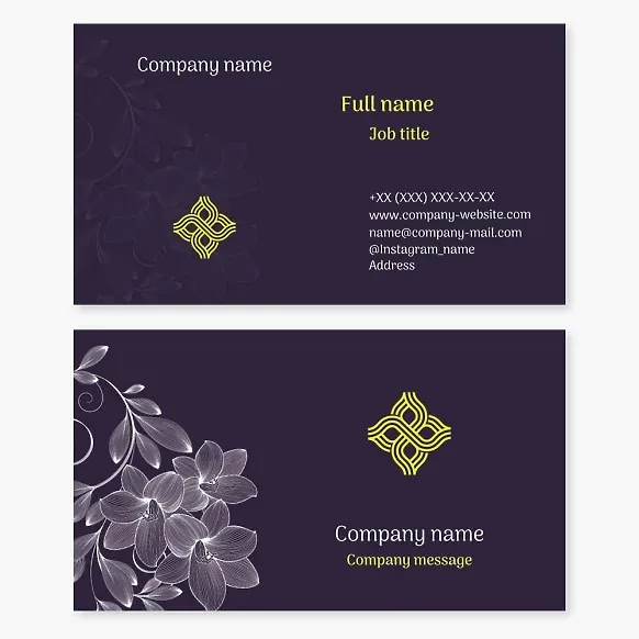 Business card template Flowers, pattern, abstract, beauty, salon