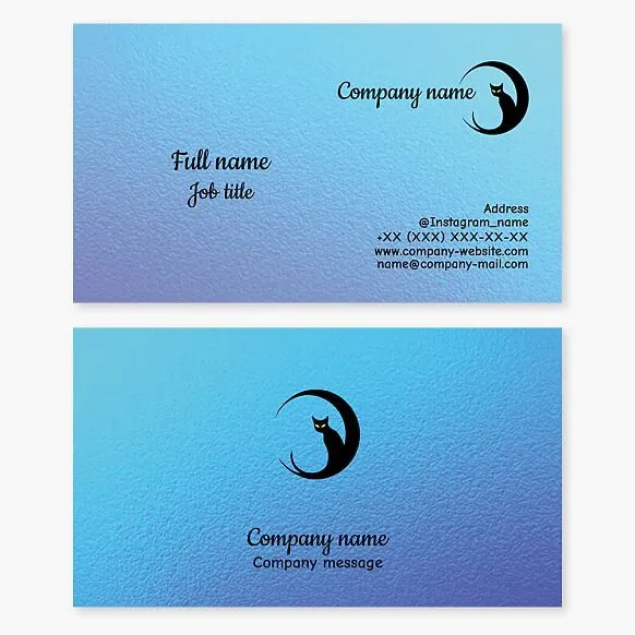 Business card template. Abstract. Black cat, Moon.