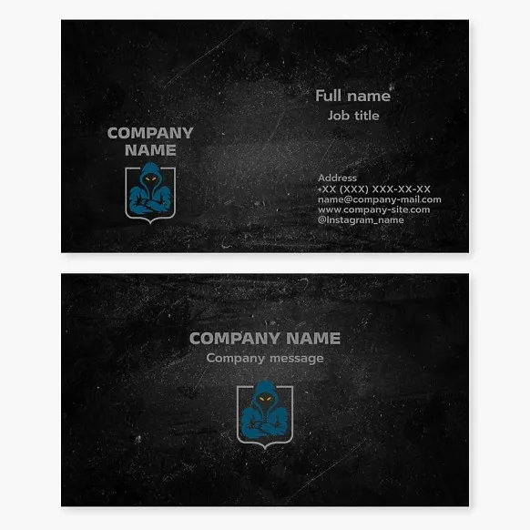 Business card template. Mystery, anonymity, security, cybersecurity, gaming theme.