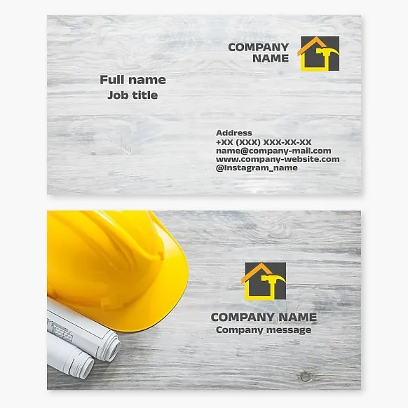 Business card template. Repair and construction company.