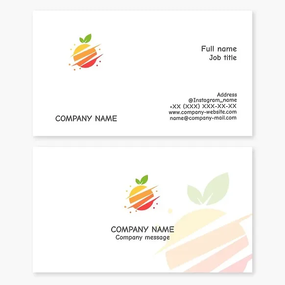 Business card template. Fruits.