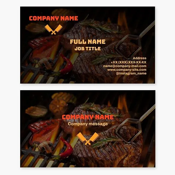 Steakhouse business card template. Cattle meat supply.