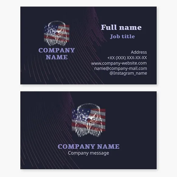 Business card template Eagle, USA flag, patriotism