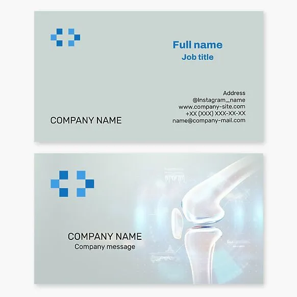 Medical business card template for orthopedic doctor, orthopedic traumatologist.