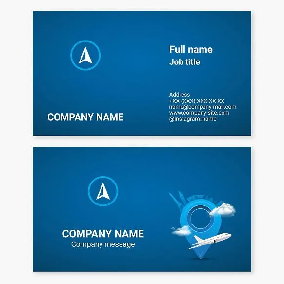 Travel agency business card template. Letters A, O.
