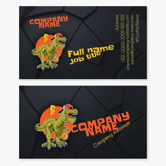 Business card template Basketball, dinosaur