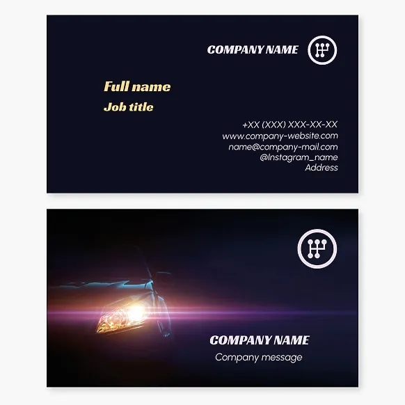 Business Card Template Cars, Letter O