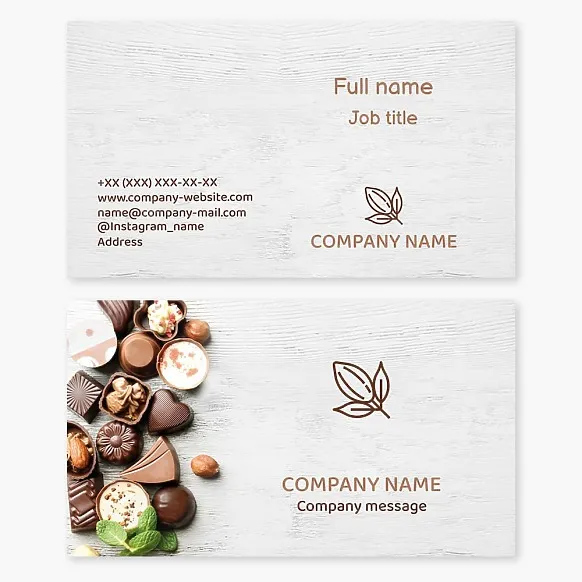Business card template Sweets, candies, chocolate, cocoa